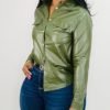 Solid Faux Leather Buttoned Blouse 3