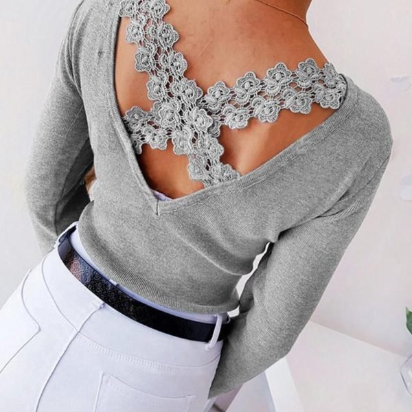 Solid Lace Crisscross Back Top 2