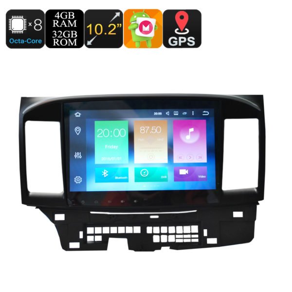 2 Din Car Stereo For Mitsubishi - 10.2 Inch Screen, 4+32GB, Android 9.0.1, Octa-Core, 3G, 4G, GPS, Bluetooth, Wi-Fi 2