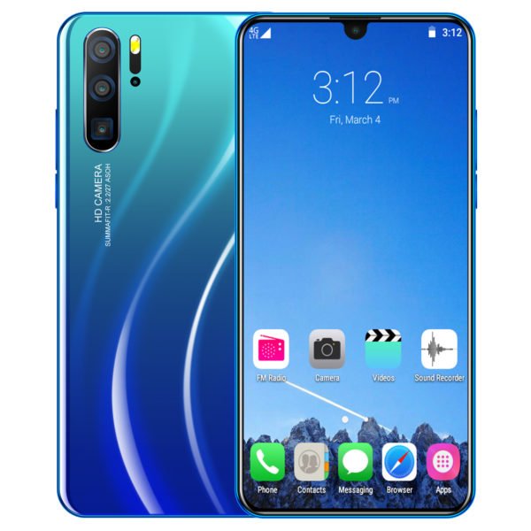 6.3 inch P36 PRO Android Smartphone Dual SIM Face Fingerprint Recognition 6G+128G Mobile Phone Gradient blue_U.S. regulations 2