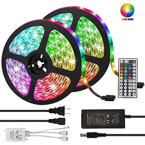 KWB 10m Light Sets 600 LEDs 5050 SMD 10mm RGB Remote Control / RC / Cuttable / Dimmable 100-240 V / Linkable / Self-adhesive / Color-Changing / IP44 2