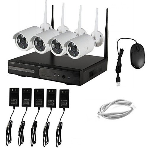 4CH 1080p Wireless NVR Kit System Wifi Indoor/Outdoor IP66 Waterproof IP Camera Motion Detection Recording Kit Surveillance Security System Plug And Play 2