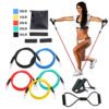 Resistance Band Set 12 pcs 5 Stackable Exercise Bands Door Anchor Legs Ankle Straps Sports TPE Home Workout Pilates Fitness Strength Training Muscular Bodyweight Training Muscle Building For Home 3