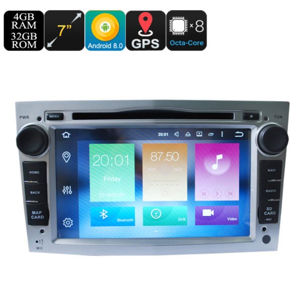 Universal 7 Inch Car Media Player For Opel - Android 9.0.1, Octa Core, 4+32GB, Can Bus, GPS, 3G and 4G Support, Wifi, Bluetooth 2