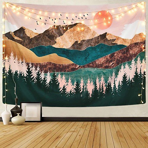 Mountain Tapestry Forest Tree Tapestry Sunset Tapestry Nature Landscape Tapestry Wall Hanging For Room 2