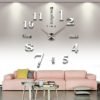 Frameless Large DIY Wall Clock, Modern 3D Wall Clock with Mirror Numbers Stickers for Home Office Decorations Gift 3