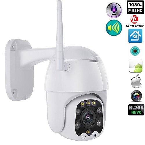1080p WIFI Wireless Outdoor PTZ CMOS IP Camera H.265X Speed Dome CCTV IP66 Waterproof Two-Way Audio Night Vision Remote Access Security Cameras WIFI Exterior 2MP IR Home Surveilance 2