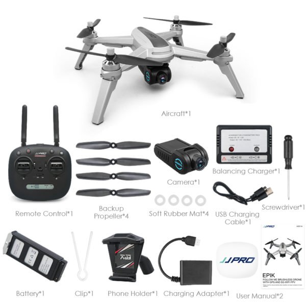 JJRC JJPRO X5 5G WiFi FPV RC Drone GPS Positioning Altitude Hold 1080P Camera Brushless Motor 1 battery 2