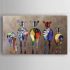 Hand-Painted Canvas Animal Oil Painting Five Colorful Zebra Modern Art Stretched Ready To Hang 3