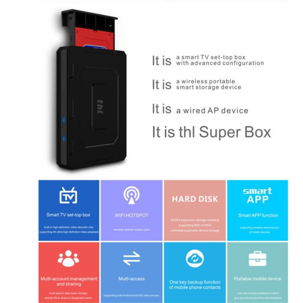 THL Super Box - 4K Support, Wifi Hotspot, APP, Octa Core, Support h.265, Miracast, Android 6.0, File Share 2