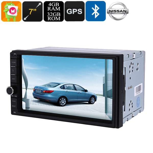 2 DIN Car Media Player 7 Inch Display, For Nissan Cars, Bluetooth WiFi 3G&4G Octa-Core, 4GB RAM, GPS, HD Display, Android 9.0.1 2