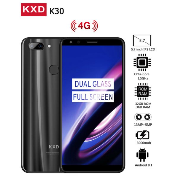 KXD K30 5.7 Inch 18:9 Full HD Screen Andriod 8.0 MTK6750 Octa Core 3GB RAM 32GB ROM Fingerprint 4G Mobile Phone - Black 2