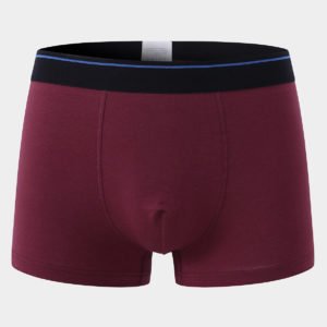 Red Solid Color U Convex Design Antimicrobial Men's Silver Iron Boxer