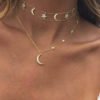 Gold Eight-pointed Star And Moon Pendant Multi-layer Necklace 3