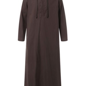 Men Vintage Robe Loose Cotton Kaftan Long Hooded Sweater