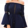 Off The Shoulder Flared Sleeeves Drawstring Waist Playsuit 3