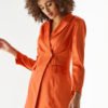 YOINS Orange Lapel Collar Button Design Long Sleeves Blazer 3