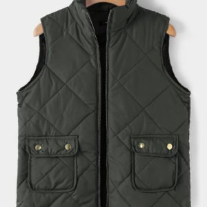 Greyish green High Neck Sleeveless Gilet Outfit
