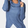 Blue Crossed Front Design Roll Neck Knitted Jumper 3