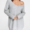Grey Oversized Plunging V-neck Knit Sweater Dress 3