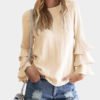 Yellow Round Neck Flared Sleeves Blouse 3