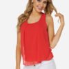 Red chiffon Scoop Neck Camis 3