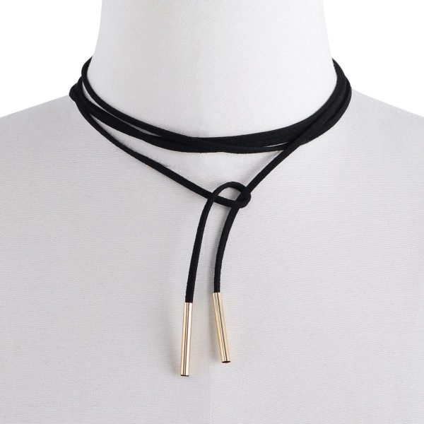 Black Free Adjustment Sweater Necklace 2