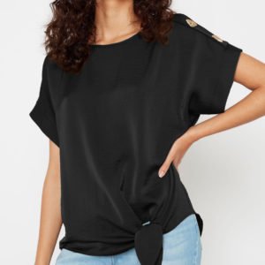 Tie-up Design Crew Neck Short Sleeves Tee