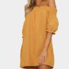Off-The-Shoulder Mini Dress in Yellow 3