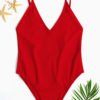 Red Backless Design One Piece Swimwear 3