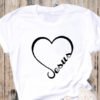 White Heart Printed Crew Neck Short Sleeves Tee 3