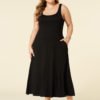 YOINS Plus Size Black Square Neck Backless Design Sleeveless Dress 3