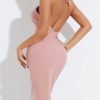YOINS Pink Backless Design Cut Out Halter Sleeveless Dress 3
