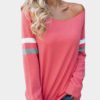 Watermelon Red Stripe Round Neck Long Sleeves Tee 3