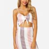 Pink Self-tie Design Top & Button Embellished Skirt Two Piece Outfits 3