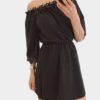 Black Off-the-shoulder Lace Trim Mini Dress 3