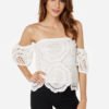 White Lace Off Shoulder With Lining Blouse 3