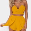 Yellow Sexy Cropped Top & High Waist Shorts Co-ord 3