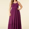 YOINS Plus Size Purple V-neck Sleeveless Ruched Dress 3