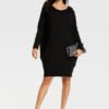 YOINS Black Round Neck Backless Long Sleeves Dress 3