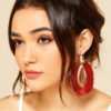 Red Bohemian Style Tassel Drops Earrings 3