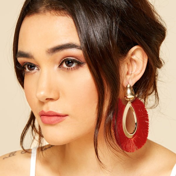 Red Bohemian Style Tassel Drops Earrings 2