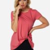 Rose Pleated Design Round Neck Short Sleeves T-shirts 3