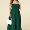 YOINS Plus Size Green Shirring Square Neck Sleeveless Dress 3