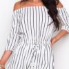 White Off-The-Shoulder Stripe Playsuit 3