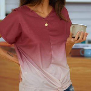 Twist Design V-neck Short Sleeves Tee
