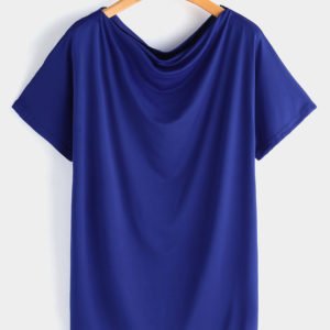 Blue Oversize One Shoulder Half Sleeves T-shirt