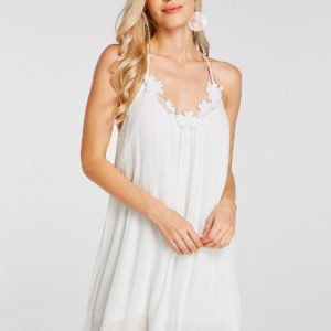 White Plain Scoop Neck Sleeveless Mini Dress