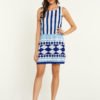 YOINS White Geo Print Stripe Round Neck Sleeveless Dress 3