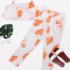 Orange Random Leaf Print Crop Top & Pants Suits 3